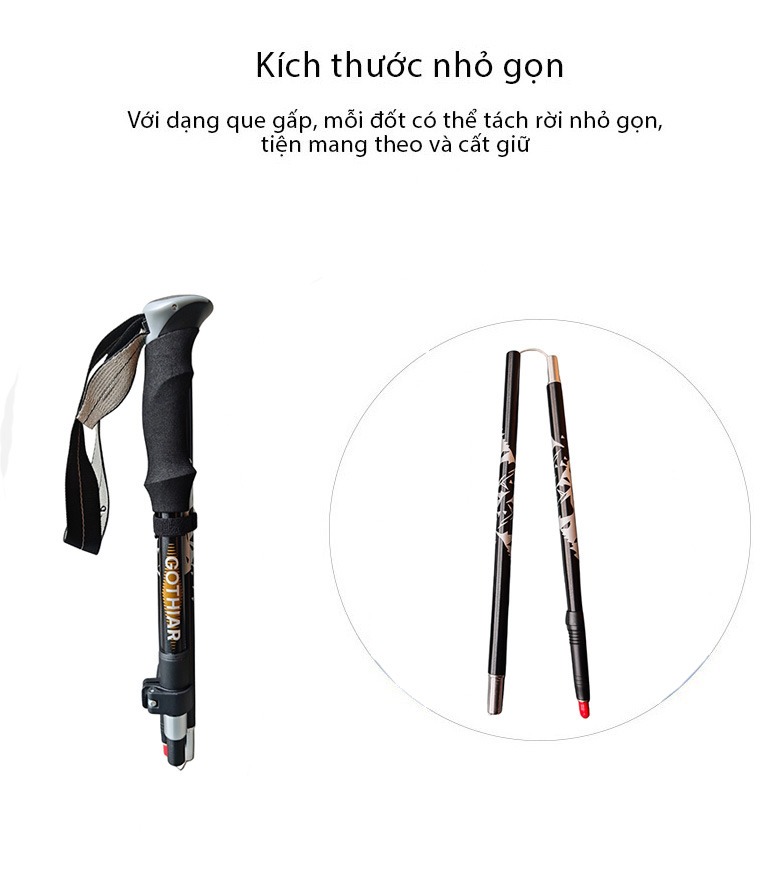 Gậy leo núi gấp gọn Gothiar Ultralight Trekking Pole GT250002-N85 - Đỏ